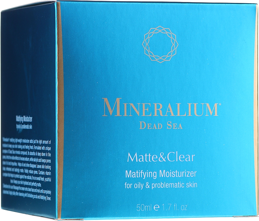 Матувальний зволожувальний крем для жирної проблемної шкіри - Mineralium Dead Sea Matte & Clear Matifying Moisturizer For Oily&Problemaic Skin — фото N1