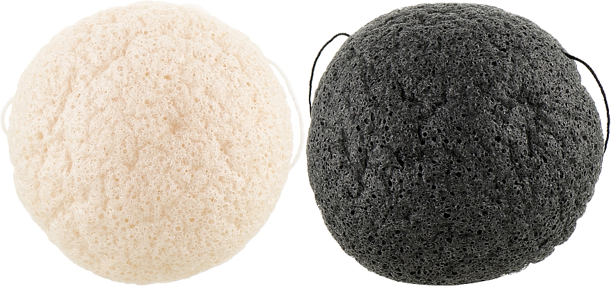 Набор конжаковых мини-спонжей для умывания, белый + черный - Cosmo Shop Konjac Sponge Mini Craft Box — фото N1