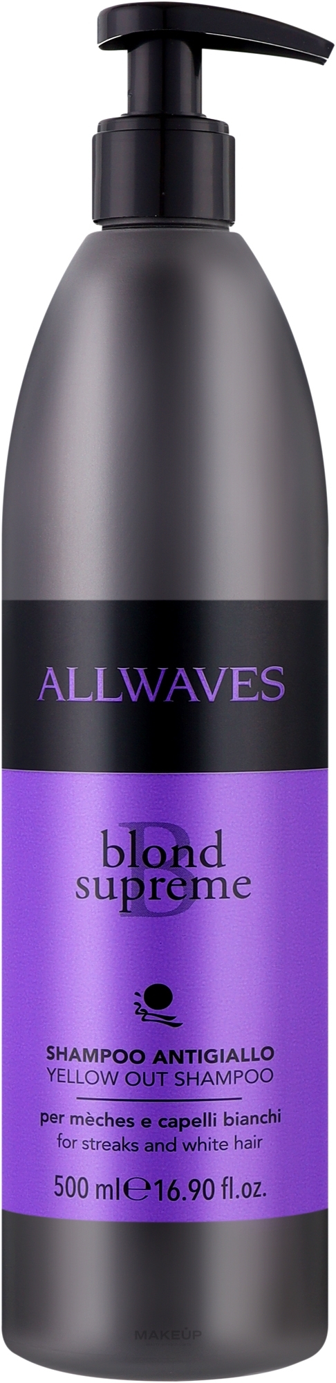 Шампунь для нейтралізації жовтизни - Allwaves Blond Supreme Yellow Out Shampoo — фото 500ml