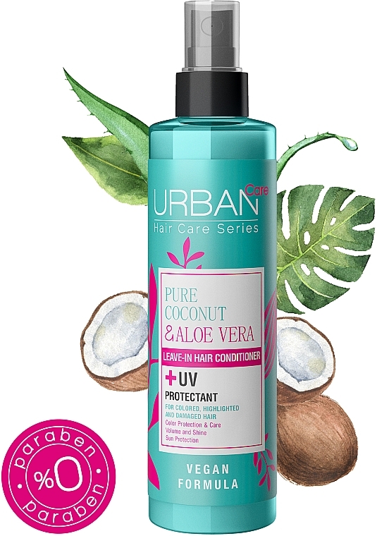 Двофазний кондиціонер для захисту кольору волосся - Urban Pure Coconut & Aloe Vera Leave In Conditioner — фото N3