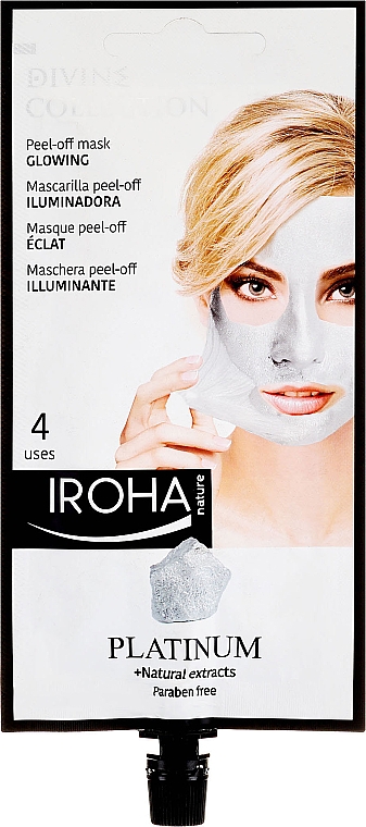 Отшелушивающая маска для лица с платиной - Iroha Nature Platinum Peel Off Mask Glowing 4 Uses — фото N1
