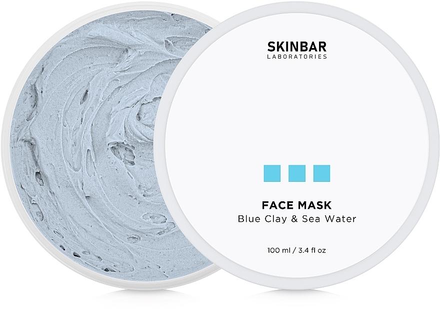 Маска для обличчя заспокійлива з блакитною глиною та морською водою - SKINBAR Blue Clay & Sea Water Face Mask — фото N2