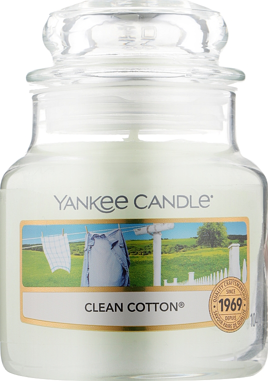 Свеча в стеклянной банке - Yankee Candle Clean Cotton — фото N1