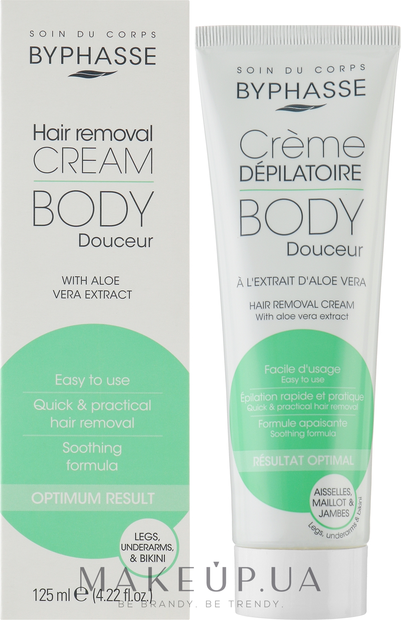Крем для депіляції «Екстракт алое» - Byphasse Hair Removal Cream Aloe Vera Extract — фото 125ml