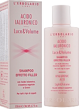 Шампунь для волосся з гіалуроновою кислотою й рослинним кератином - L'Erbolario Acido Ialuronico Luce & Volume Shampoo Effetto Filler — фото N2
