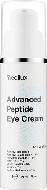 Ультрозволожувальний крем з пептидами для шкіри навколо очей - Medilux Ultra Moisturizer Peptide Eye Cream — фото N1