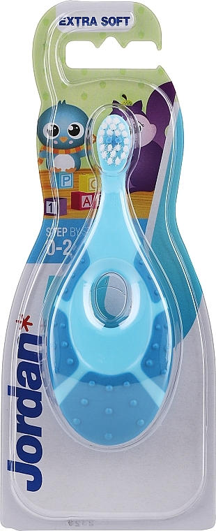 Дитяча зубна щітка Step By Step, 0-2 роки, блакитна - Jordan Step By Step Extra Soft — фото N1