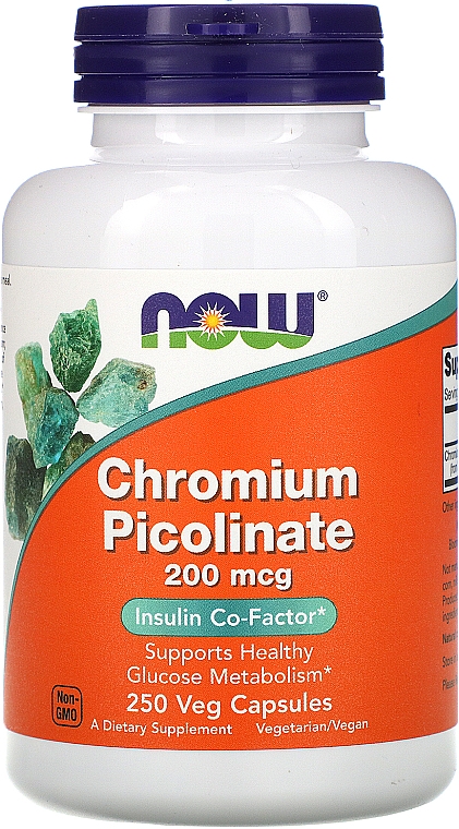 Капсулы "Пиколинат хрома", 200 мкг - Now Foods Chromium Picolinate — фото N1