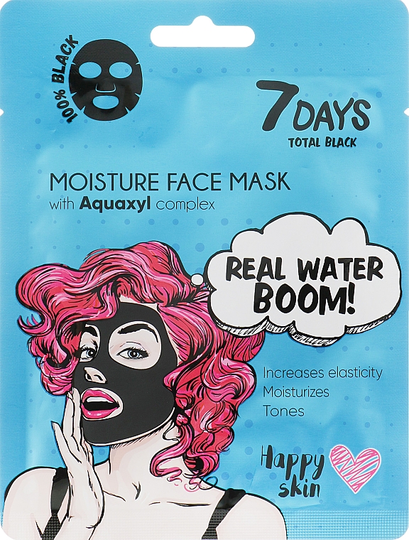 Маска для лица - 7 Days Total Black Moisture Real Water Boom