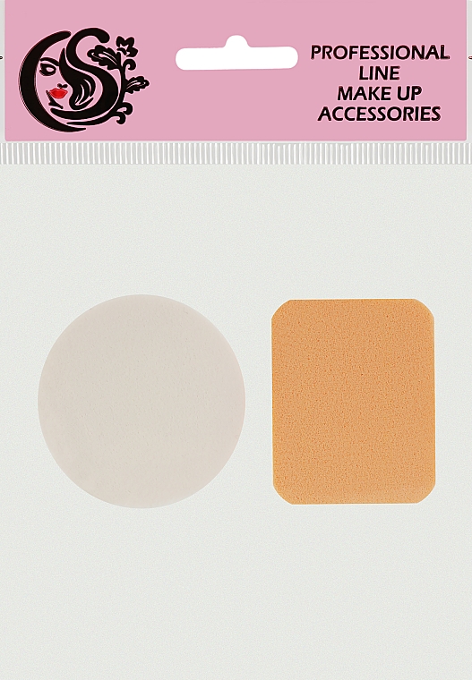 Спонж CS067WB для макіяжу коло + квадрат 2в1, білий + бежевий  - Cosmo Shop Sponge — фото N2