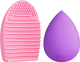 Набор спонжей для макияжа и умывания, 2 в 1, PF-53, розовый + фиолетовый - Puffic Fashion — фото N1