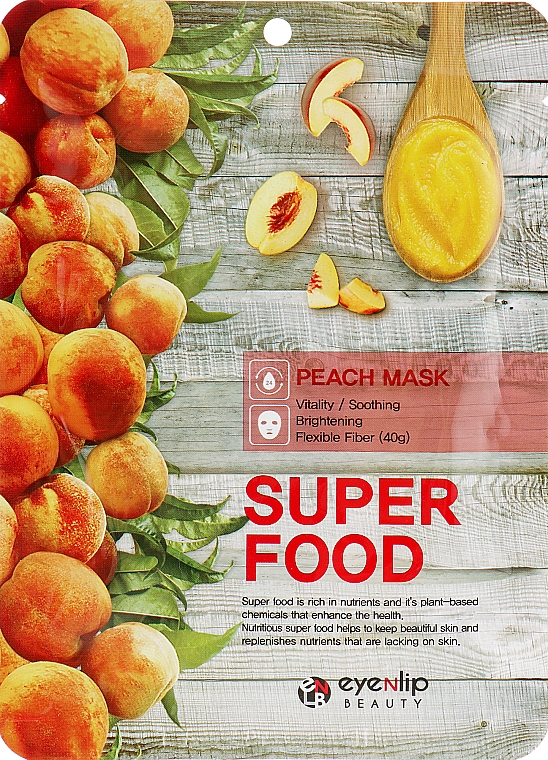 Тканинна маска з екстрактом персика - Eyenlip Super Food Peach Mask — фото N2