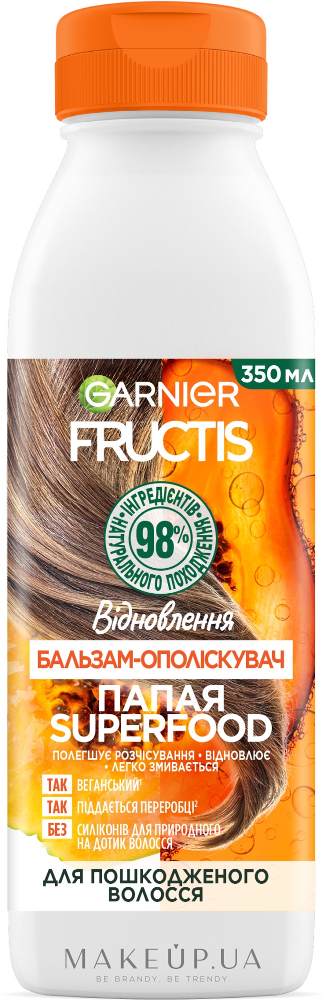 Бальзам-ополаскиватель "Папайя", восстановление для поврежденных волос - Garnier Fructis Superfood — фото 350ml