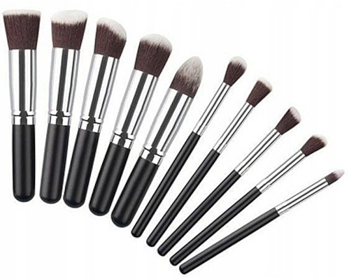 Набор кистей для макияжа, черно-серебряный, 10 шт. - Beauty Design  — фото N1