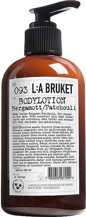 Лосьйон для тіла "Бергамот і пачулі" - L:A Bruket No. 093 Body Lotion Bergamot/Patchouli — фото N1