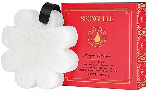 Пенная многоразовая губка для душа "Сахарная георгина" - Spongelle Boxed White Flower Sugar Dahlia — фото N1