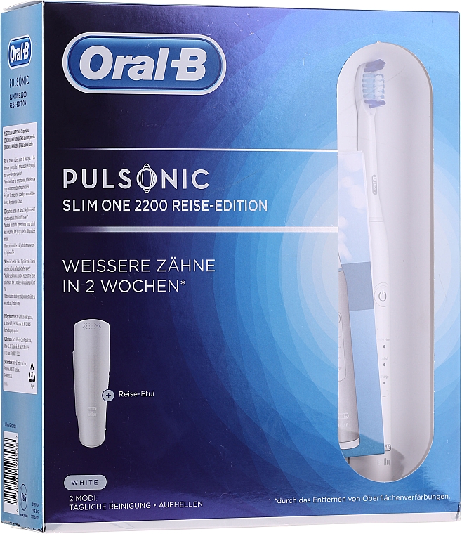 Электрическая зубная щетка - Oral-B Pulsonic Slim One 2200White Travel Edition — фото N1