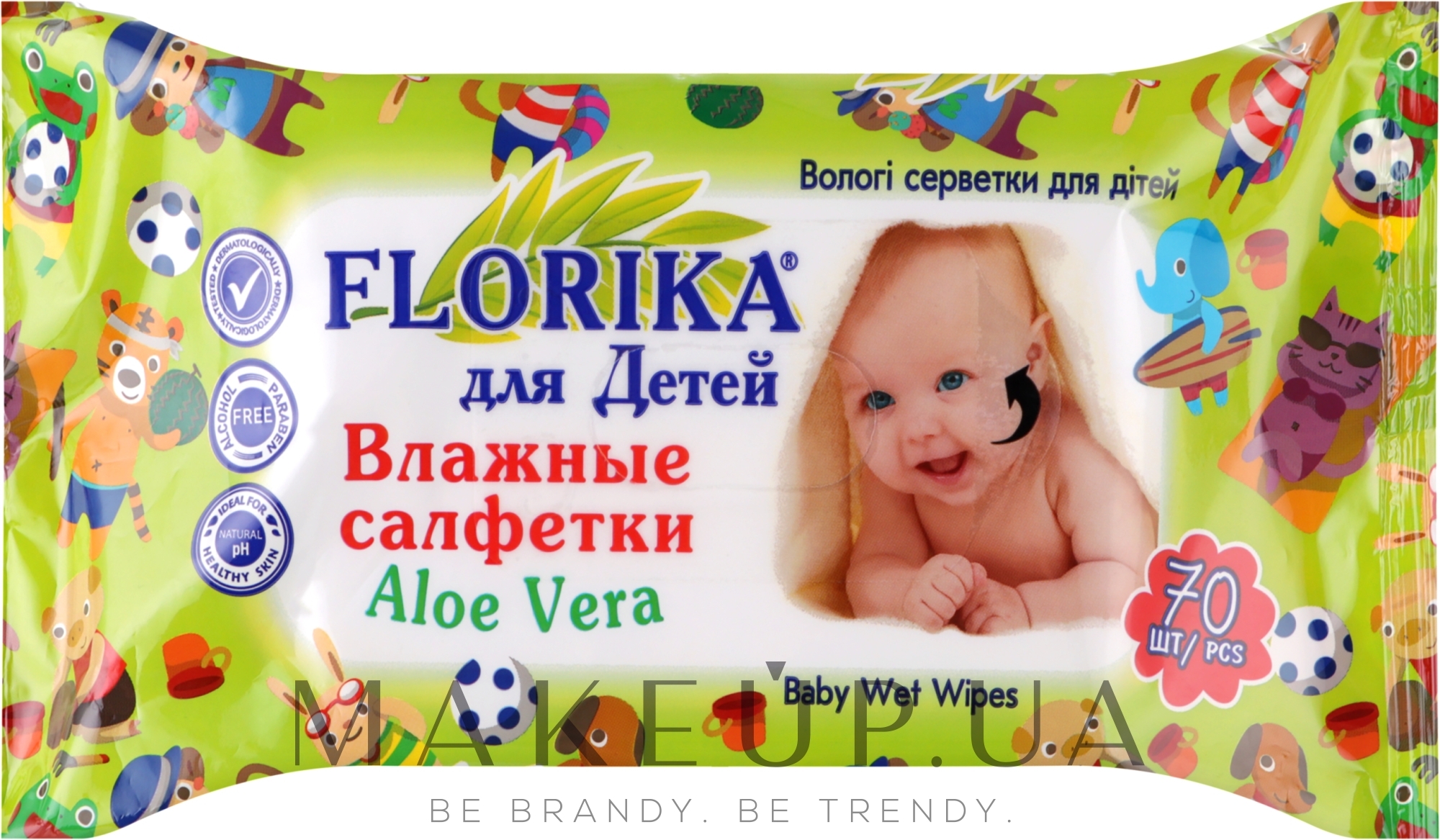Влажные салфетки для детей "Алоэ вера", 70 шт - Florika Baby Wet Wipes Aloe Vera — фото 70шт