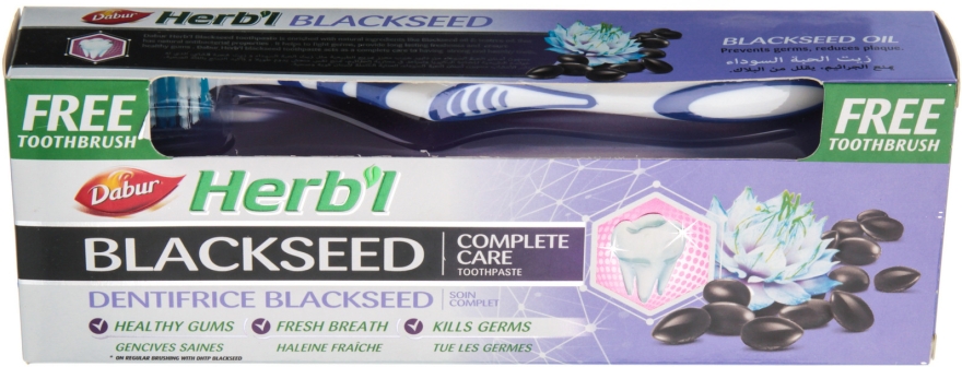 Набір "Чорний кмин", синій - Dabur Herb`l (toothbrush/1шт + toothpaste/150g) — фото N3