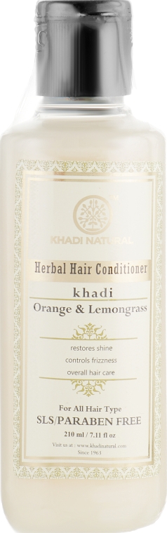 Аюрведичний бальзам-кондиціонер для волосся "Апельсин і лемонграс" без SLS і парабенів - Khadi Natural Herbal Orange & Lemongrass Hair Conditioner