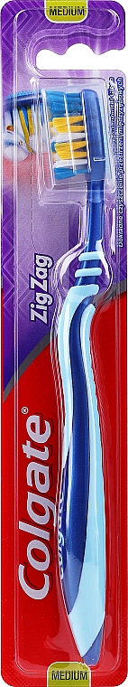 Зубная щетка "Зигзаг плюс" средней жесткости №2, синяя - Colgate Zig Zag Plus Medium Toothbrush — фото N1