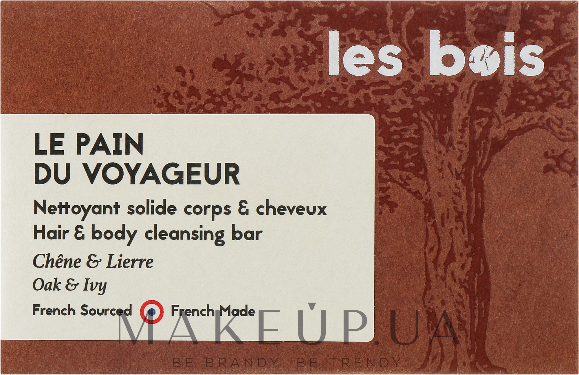 Універсальне тверде мило для тіла та волосся з екстрактом кори дуба та плюща - Les Bois Le Pain Du Voyageur Oak & Ivy Hair & Body Cleansing Bar — фото 75g
