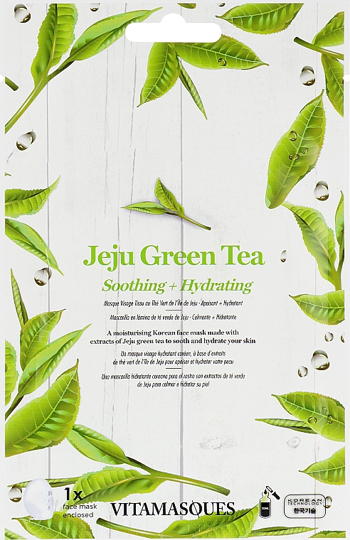Маска для лица "Зеленый чай с острова Чеджу" - Vitamasques Mask Jeju Green Tea — фото N1