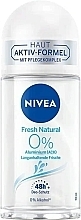Шариковый дезодорант "Натуральная свежесть" - NIVEA Fresh Natural 0% Aluminium Deo Roll-On — фото N2