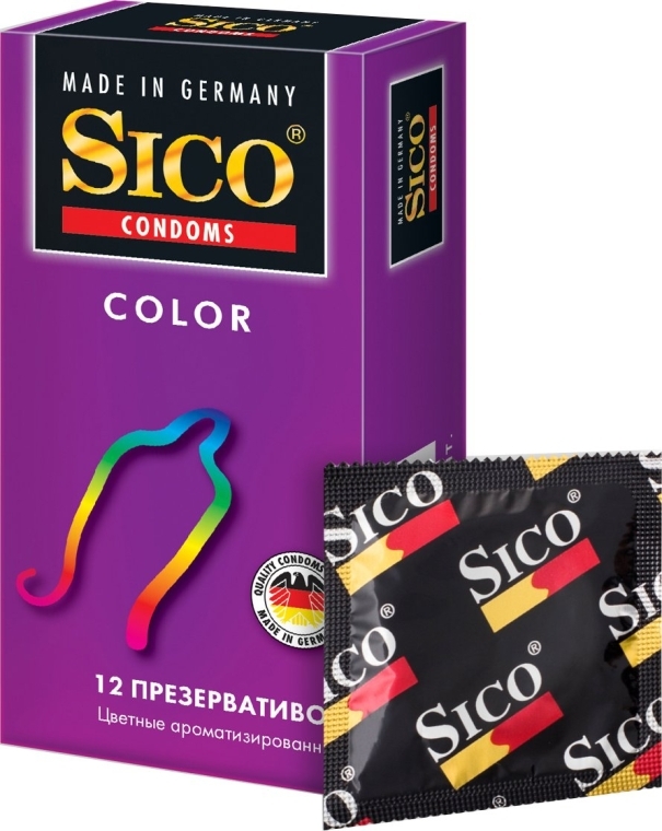 Презервативы "Color", цветные ароматизированные, 12шт - Sico