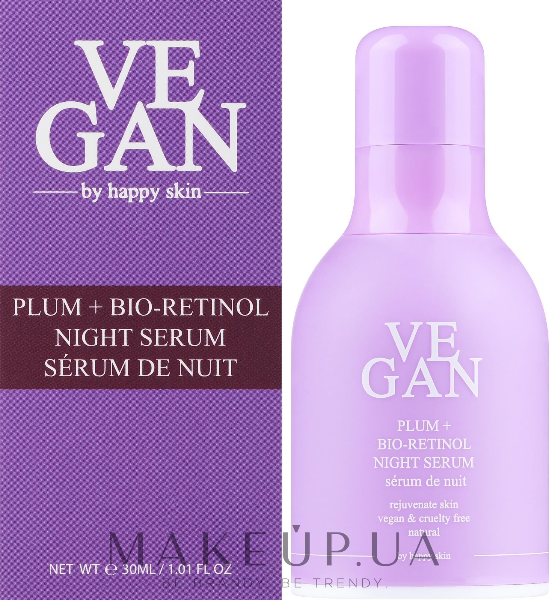 Ночная сыворотка для лица с экстрактом сливы и биоретинолом - Vegan By Happy Skin Plum + Bio-Retinol Night Serum — фото 30ml