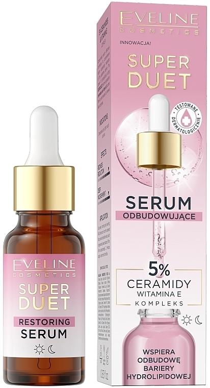 Сыворотка с керамидами и витамином Е - Eveline Cosmetics Super Duet Restoring Serum 5% Ceramides & Vitamin E — фото N2