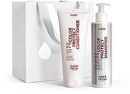 Парфумерія, косметика Подарунковий набір для захисту кольору фарбованого волосся, у білому пакеті - Marie Fresh Cosmetics Color Protect (shmp/250ml + cond/200ml)