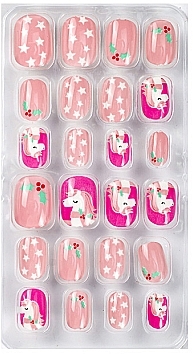 Накладні нігті для дітей "Єдиноріг та зірки", темно-рожевий, 955 - Deni Carte Magic Miss Tips — фото N2