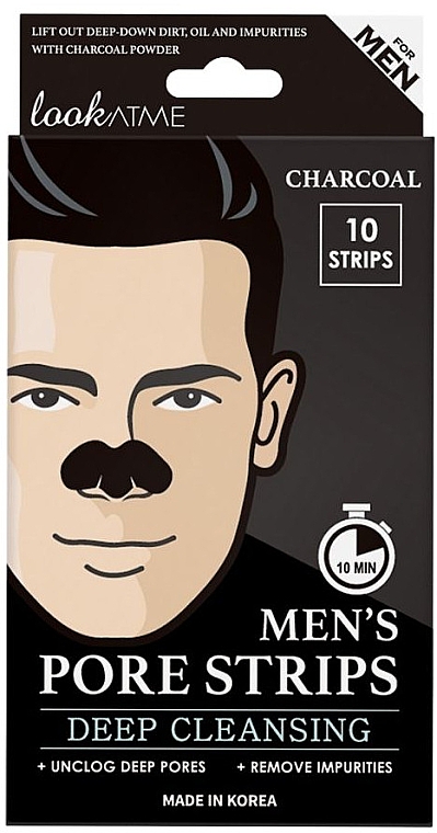 Мужские очищающие полоски для носа "Древесный уголь" - Look At Me Charcoal Men’s Pore Strips — фото N1