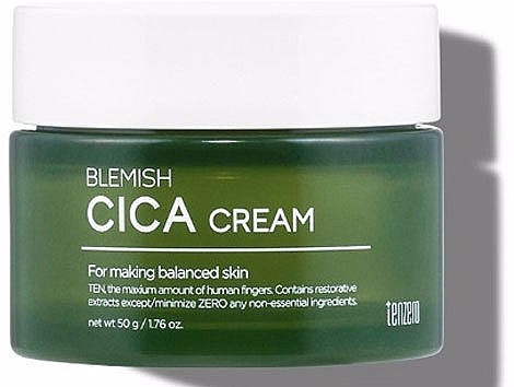 Заспокійливий крем для обличчя проти плям - Tenzero Blemish Cica Cream — фото N1