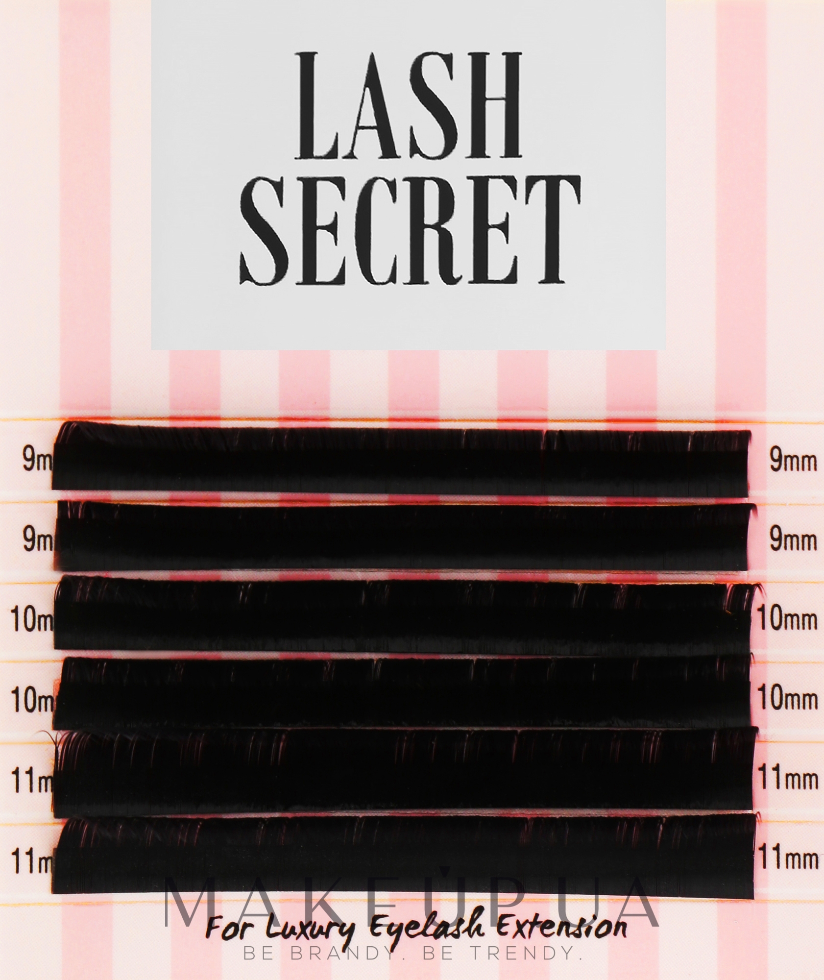 Накладні вії, чорні, мікс, 6 ліній (0.05, D, (9,10,11)) - Lash Secret — фото 1уп