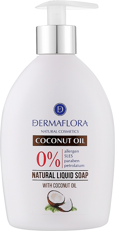 Жидкое мыло для рук - Dermaflora Coconut Oil Natural Liquid Soap — фото N1