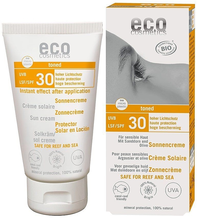 Водостійкий сонцезахисний крем SPF 30 з ефектом засмаги - Eco Cosmetics Sonne SLF 30 Getoent — фото N1
