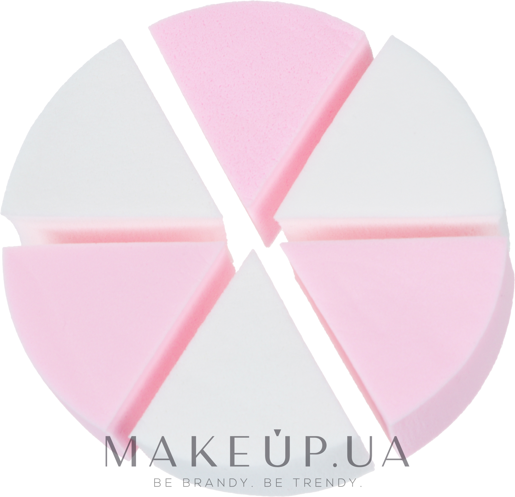 Спонж CS073WR для макияжа круг 6в1, белый + розовый - Cosmo Shop Sponge — фото 6шт