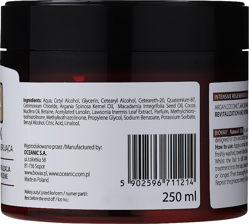 Маска для волос "Натуральные масла" - Biovax Natural Hair Mask Intensive Regeneration — фото N8