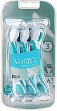 Одноразові станки для гоління для чутливої шкіри, 6 шт., блакитні - Gillette Venus Sensitive — фото N9