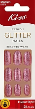 Духи, Парфюмерия, косметика Набор накладных ногтей "Розовый жемчуг" - Kiss Fashion Glitter Nails