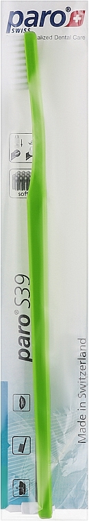 Зубная щетка "S39", зеленая - Paro Swiss Toothbrush (полиэтиленовая упаковка) — фото N1
