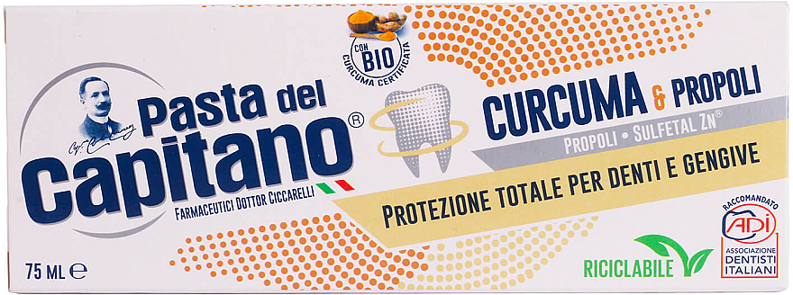 Зубная паста "Куркума и прополис" - Pasta Del Capitano, Turmeric & Propolis Ecological Packaging — фото N3