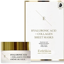 Парфумерія, косметика Набор - ErthSkin London Hyaluronic Acid + Collagen (eye/cr/30ml + f/mask/3pcs)