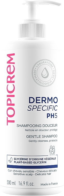 Шампунь рН5 с экстрактом хлопка для всех типов волос - Topicrem Essentials PH5 Gentle Shampoo