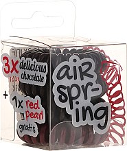 Резинки для волос шоколадные + красная, 4 шт - Hair Springs — фото N1