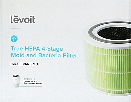 Фильтр для очистителя воздуха, 3-ступенчатый, защита от бактерий и плесени - Levoit Air Cleaner Filter Core 300 True HEPA 3-Stage Original Mold and Bacteria Filter — фото N1