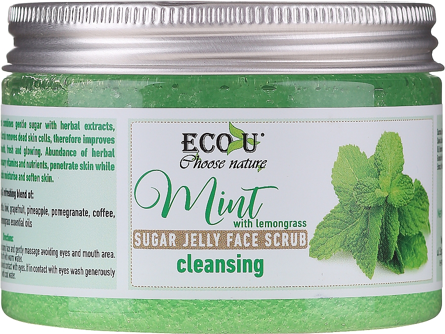 Очищающий скраб для лица с мятой и сахарным желе - Eco U Cleansing Mint Sugar Jelly Face Scrub — фото N2