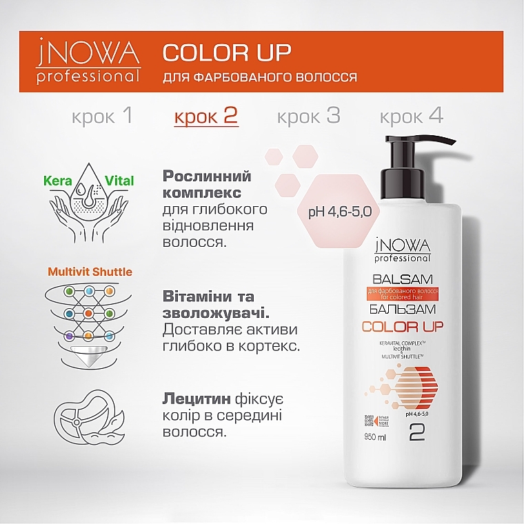 Бальзам для окрашенных волос, с дозатором - JNOWA Professional 2 Color Up Hair Balm — фото N2